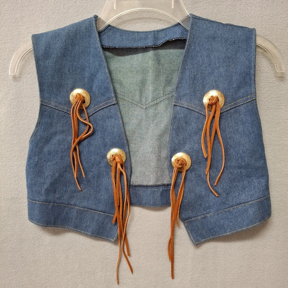 Unbranded Boy's Small Blue Denim‎ Vest Western Cowboy Rodeo Theater Costume Play